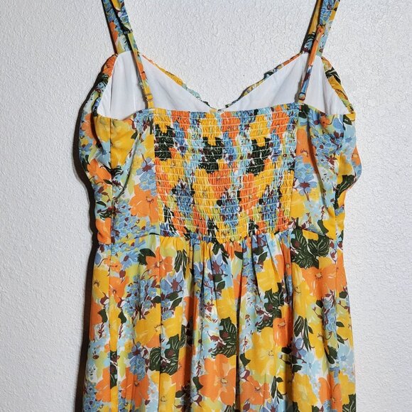 Abercrombie and Fitch Yellow Floral Slim Midi dress Adjustable Straps Size Small - Picture 6 of 11